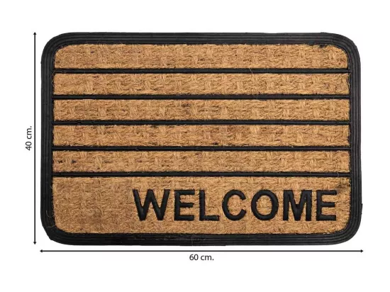 Paillasson en fibre et caoutchouc marron 40x60