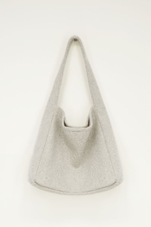 Grijze boucle shopper