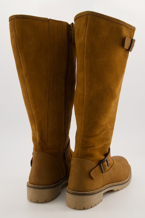 Lederstiefel, XXL-Schaft, Zierriegel, Weite H
