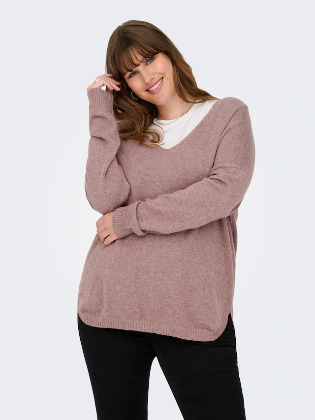 ONLY CARMAKOMA V-Ausschnitt-Pullover »CARMARGARETA LS PULLOVER KNT NOOS«
