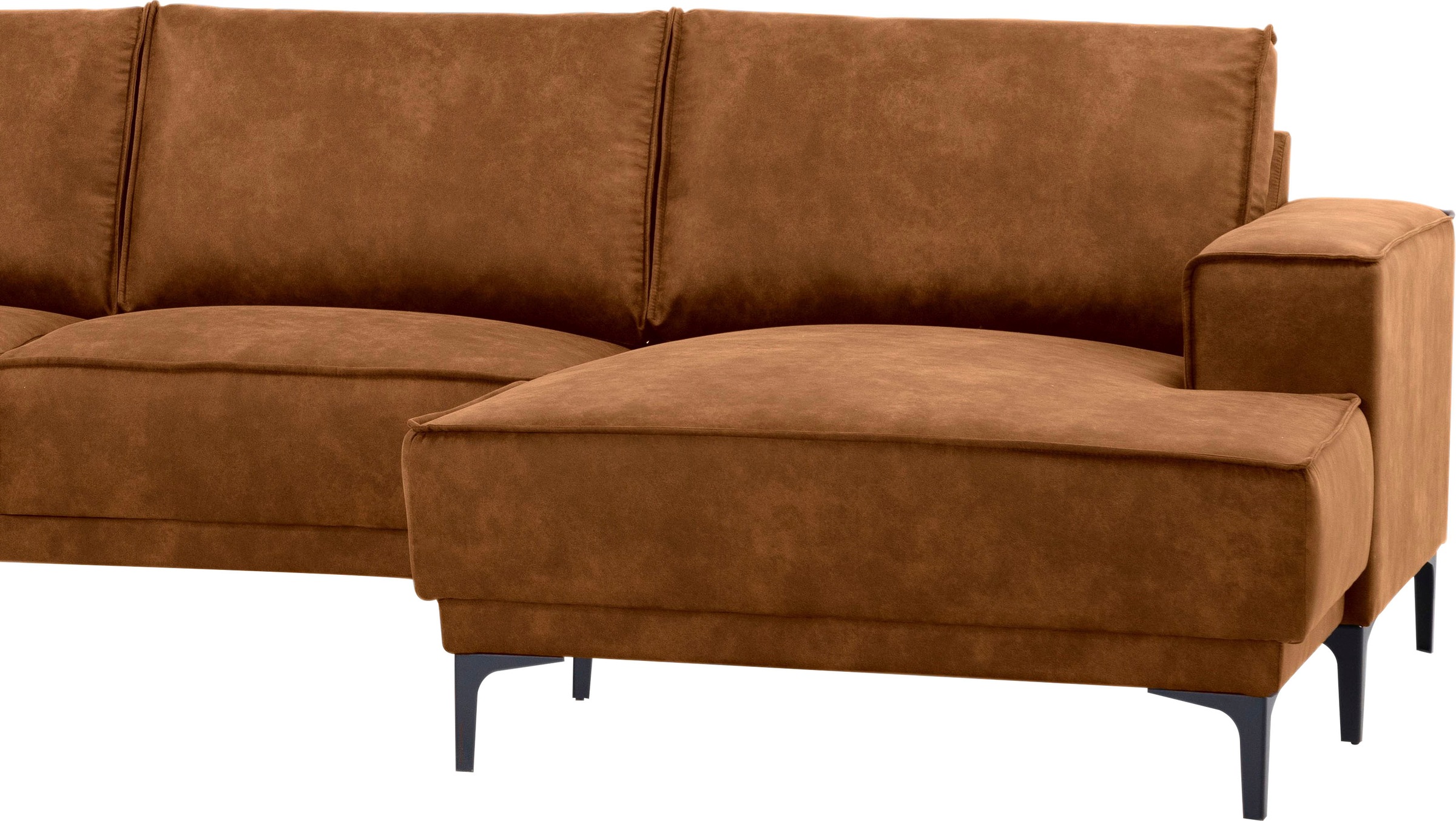 GOODproduct Wohnlandschaft »XXL Sofa Oland, Struktur, Flachgewebe, Luxus-Microfaser, Boucle« U-Form, 345 cm, Wellenunterfederung, Skandi-Design, Metallfüsse