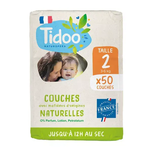Fralda Tidoo com selo ecológico, tamanho 2 (3-6kg)