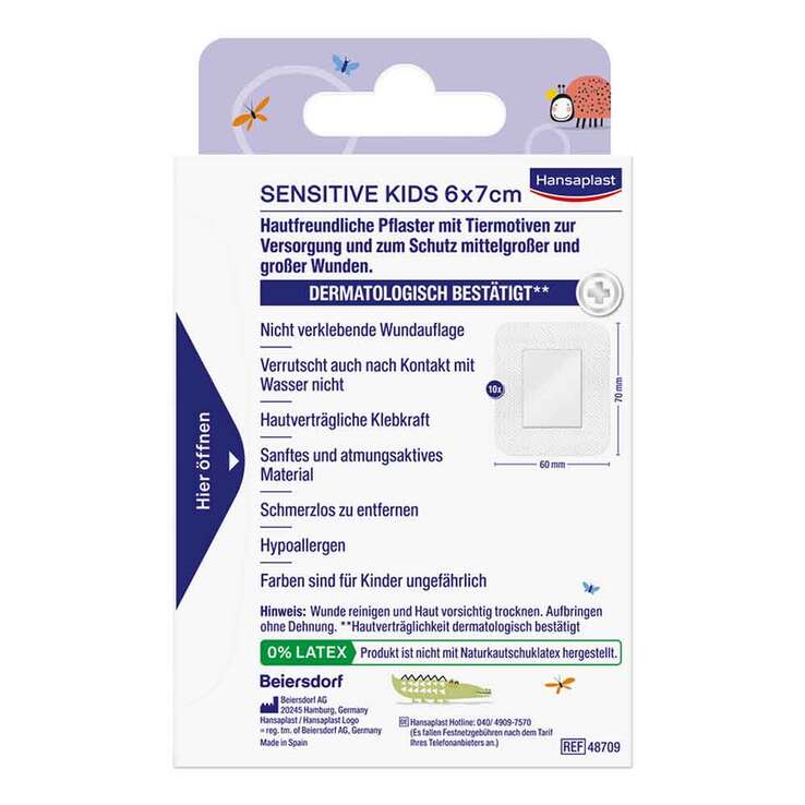 Hansaplast Kids Pflasterstrips sensitive 6x7 cm, 10 St