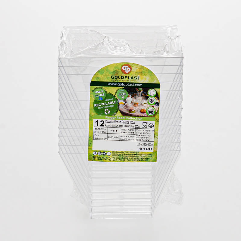 Lot de 12 coupelles 'Pagode' transparentes