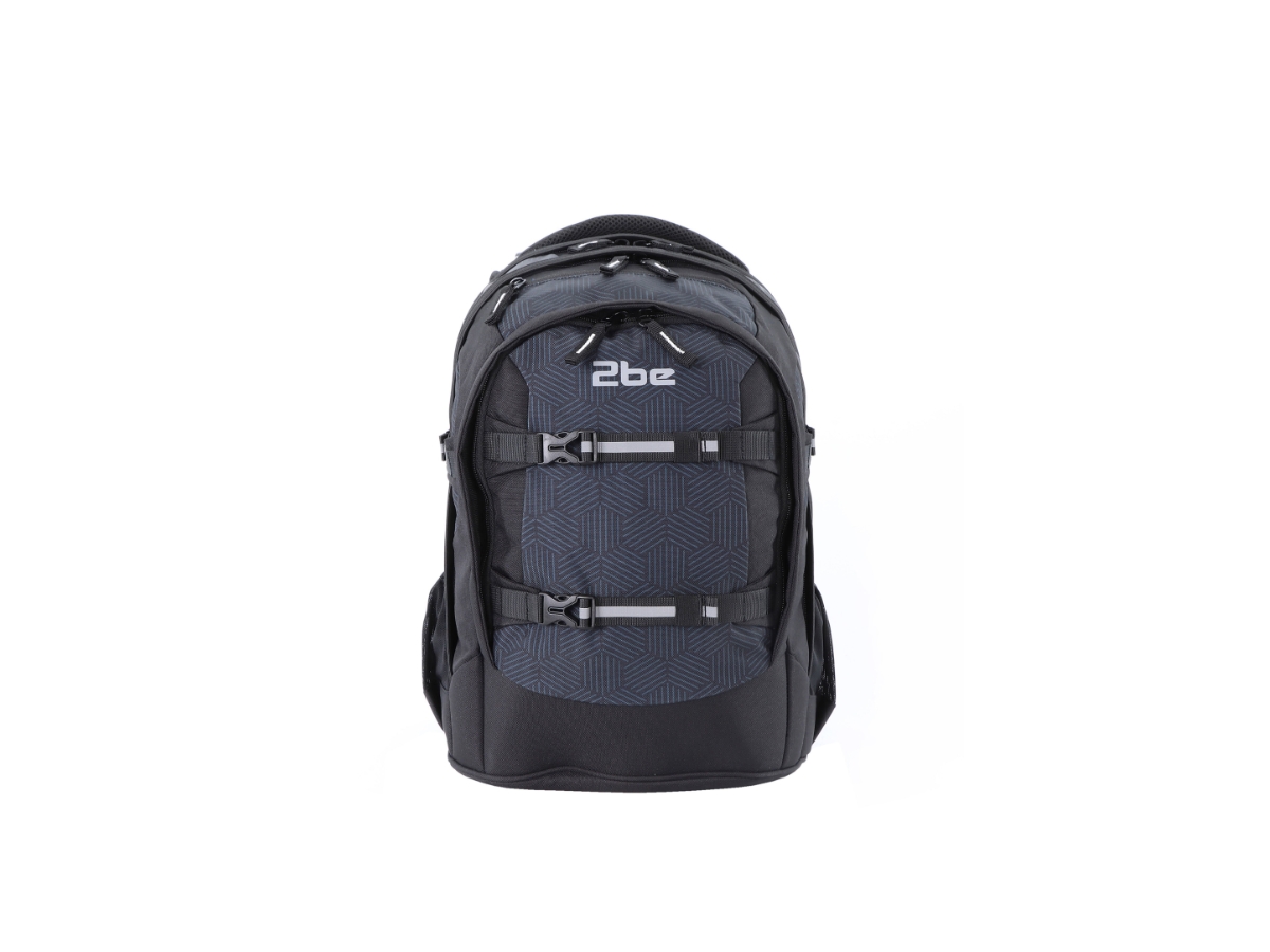 2be School Backpack Rugzak Zwart-Grijs