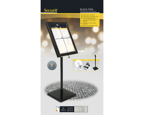 LED Informatie Display Vitrine Black Star zwart 4x DIN A4