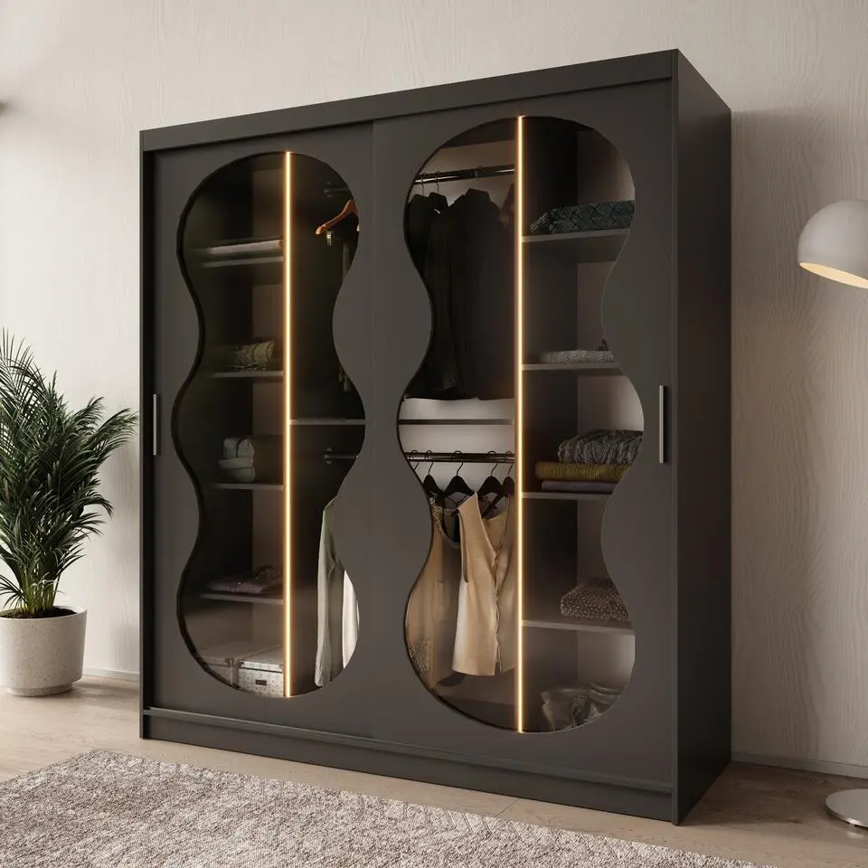 Meubella - Kledingkast Bunaro - Zwart - 180 cm