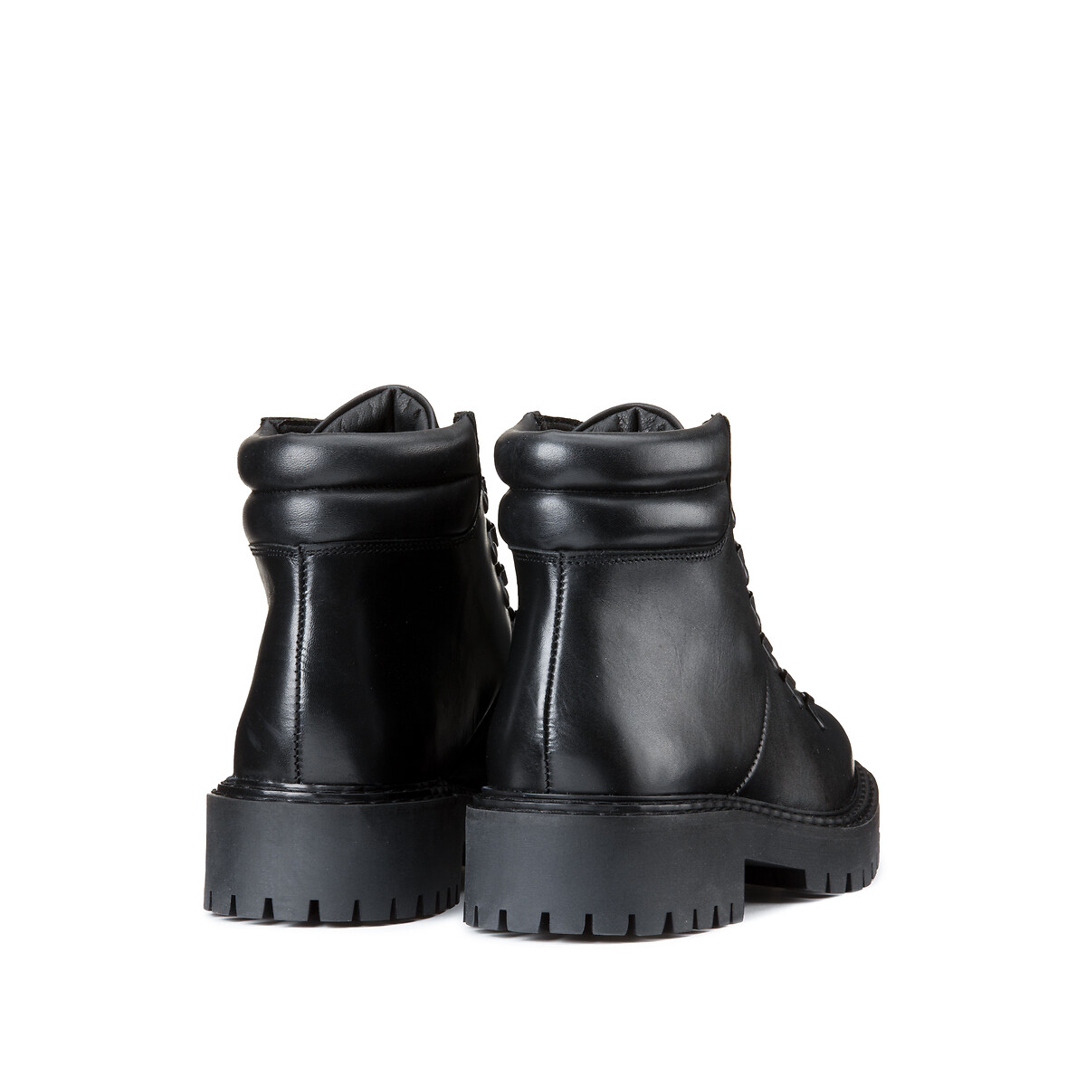 COLEÇÃO LA REDOUTE<br>Botas de cano curto em couro estilo montanhismo, sola ranhurada