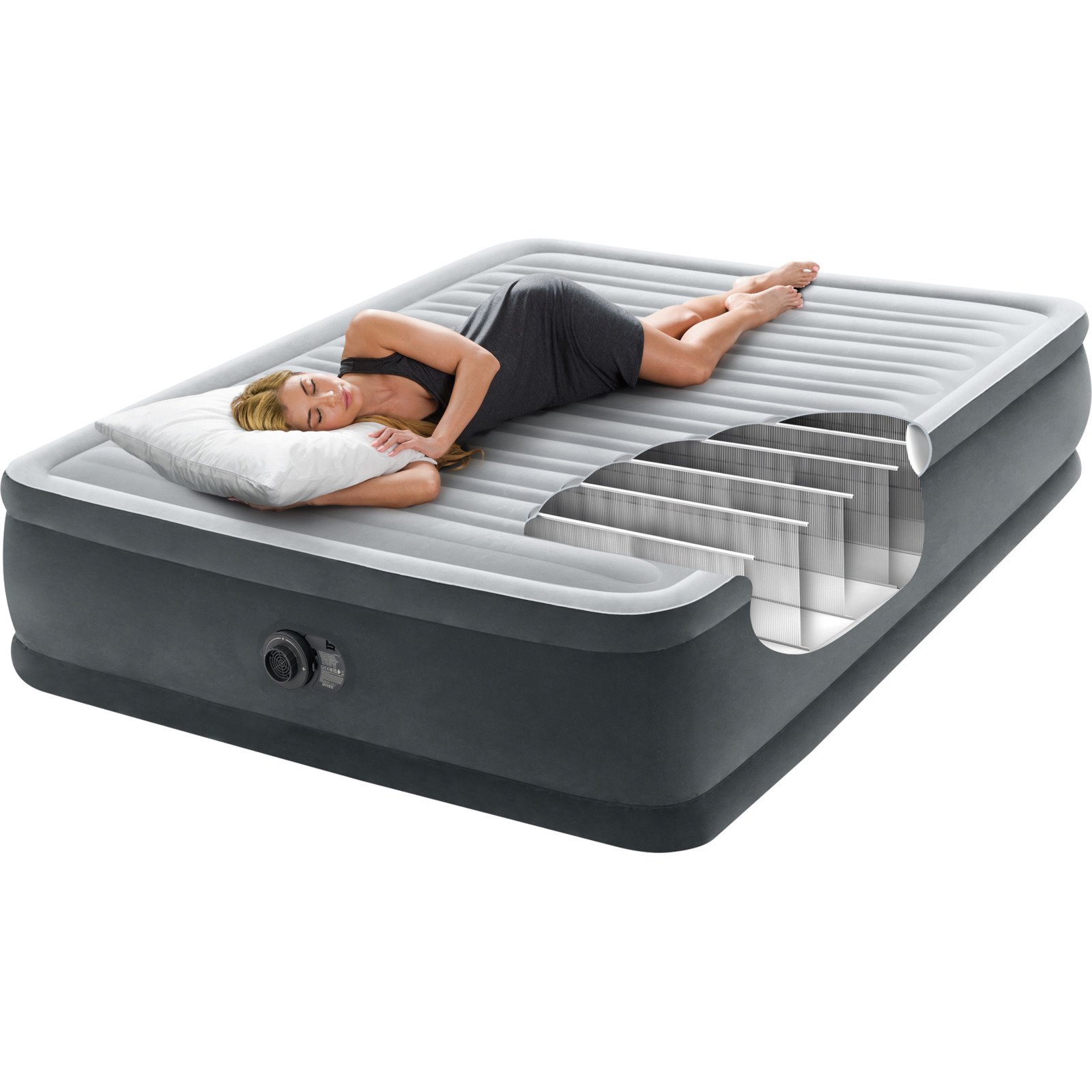 INTEX Luftbett Comfort Plush 152 x 203 x 46 cm mit integrierter Pumpe