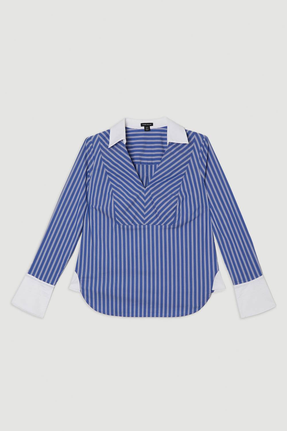 KarenMillen Chemise rayée ajustée à col et poignets contrastants