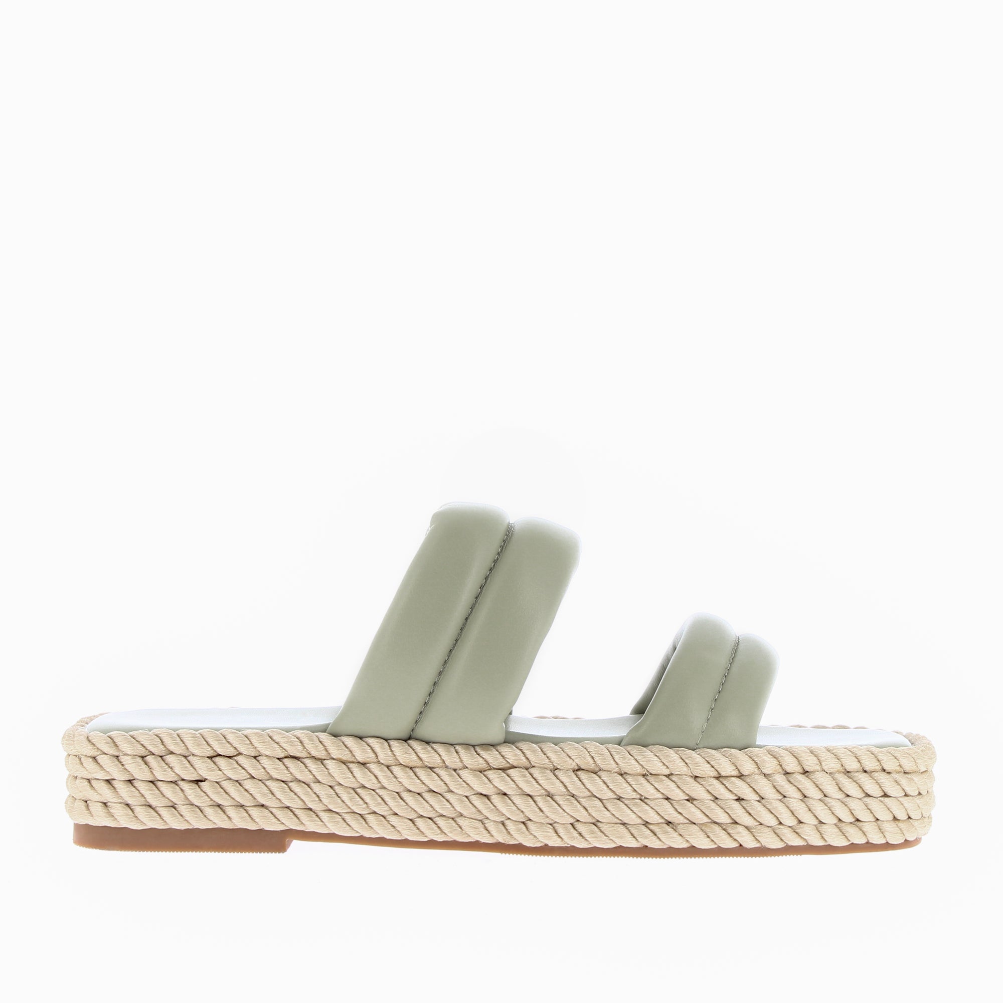 Sandales plates-Mules Nala vert pastel à plateforme cordes