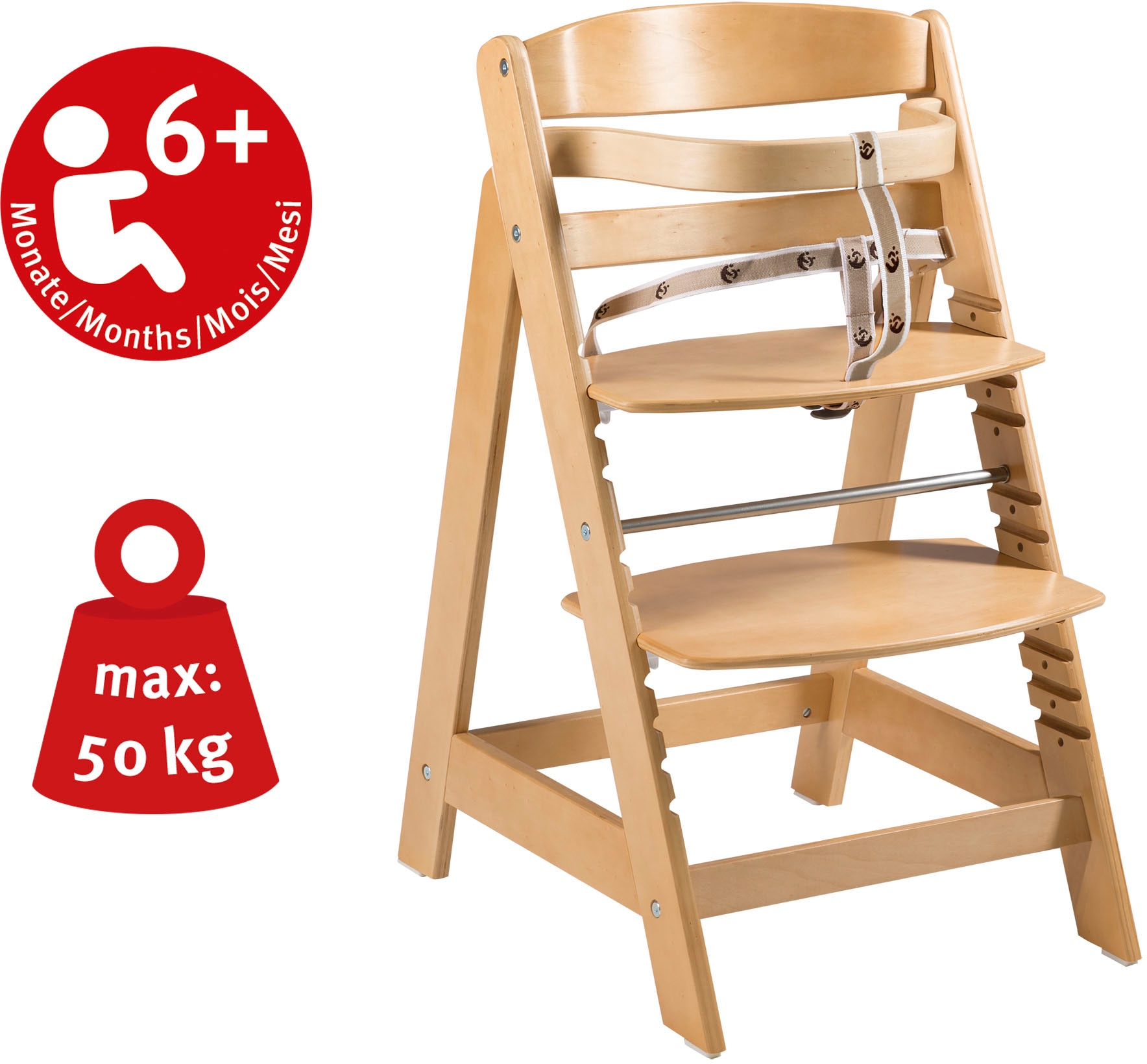 roba® Hochstuhl »Treppenhochstuhl Sit Up Click, natur« () aus Holz