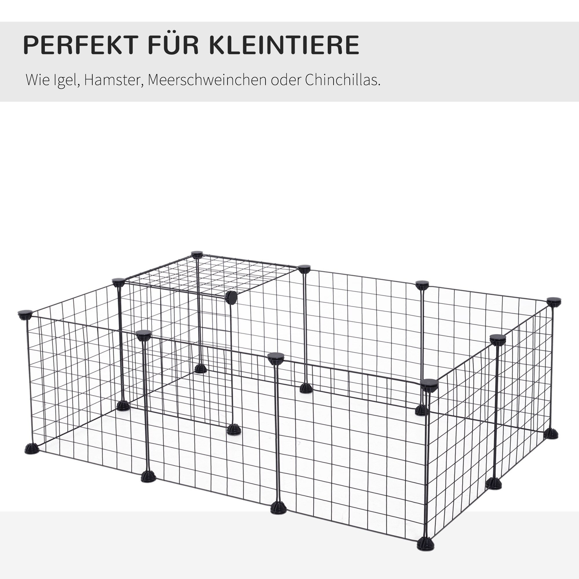 PawHut Freigehege mit Metallgitter schwarz 106 x 73 x 36 cm (LxBxH)