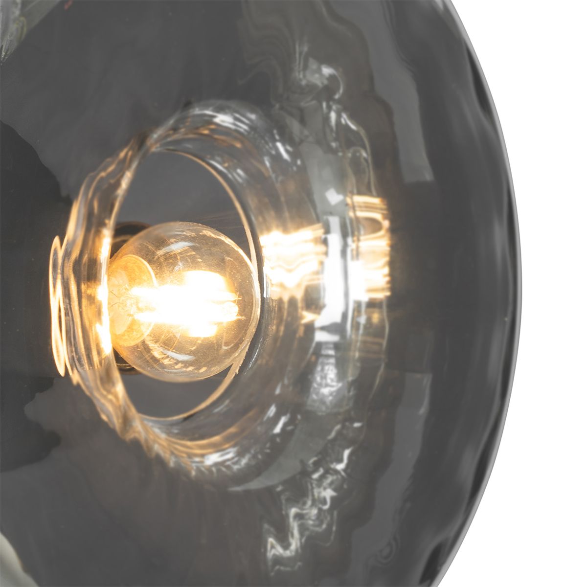 Art Deco wandlamp zwart met smoke glas - Ayesha