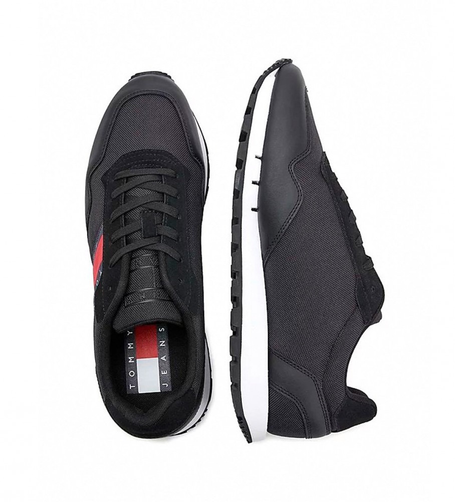 Tênis Tommy Jeans Retro Runner de couro preto
