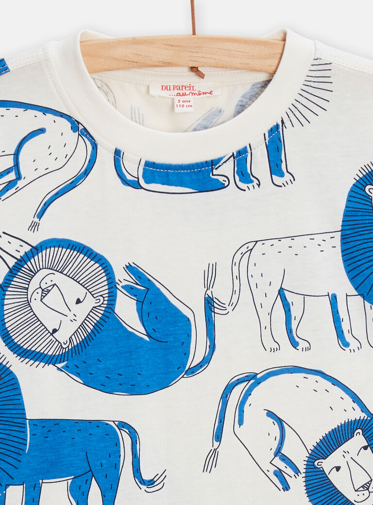 T-shirt écru imprimé lion pour garçon