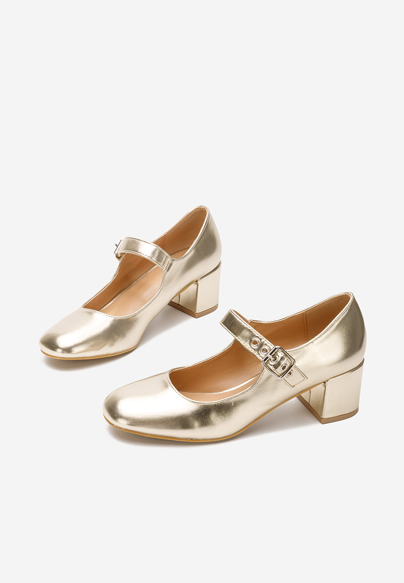Chaussures à talon épais dorées Milady