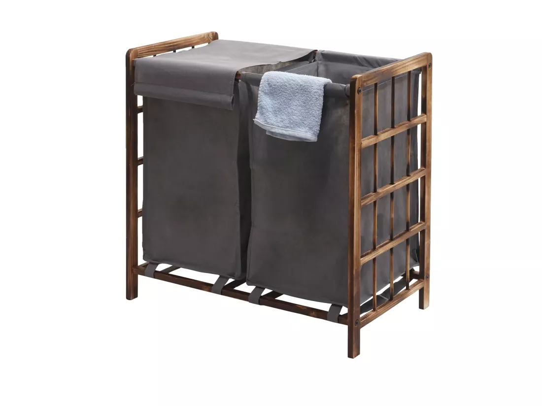 Collecteur de linge MCW-B60, brun, couvercle gris