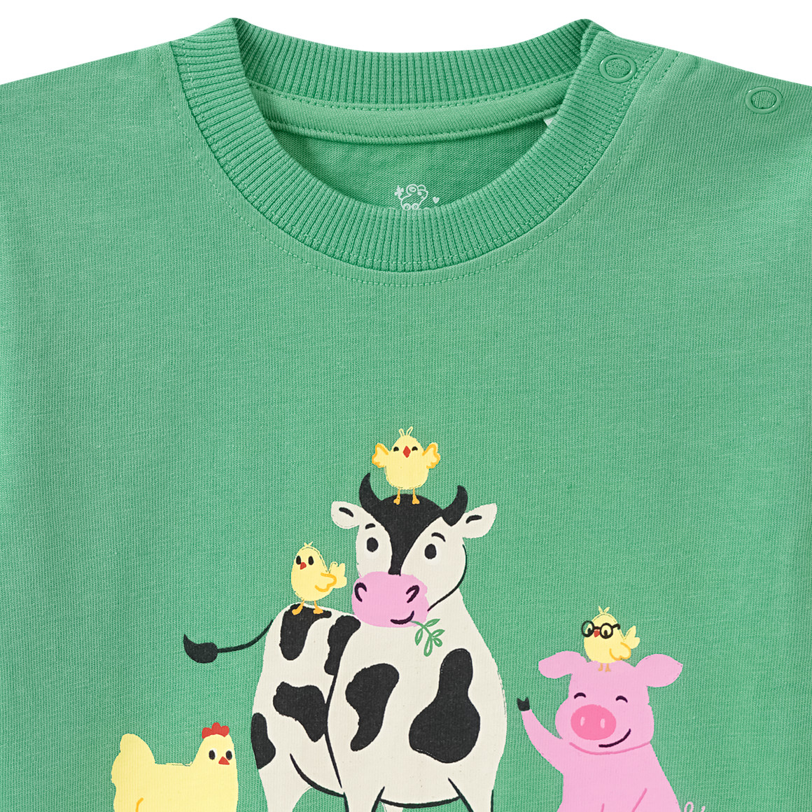 Topomini Baby T-Shirt mit Bauernhof-Print grün
