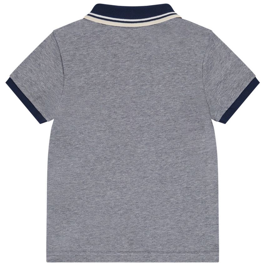 Polo manches courtes patch blason pour garçon - Bleu marine
