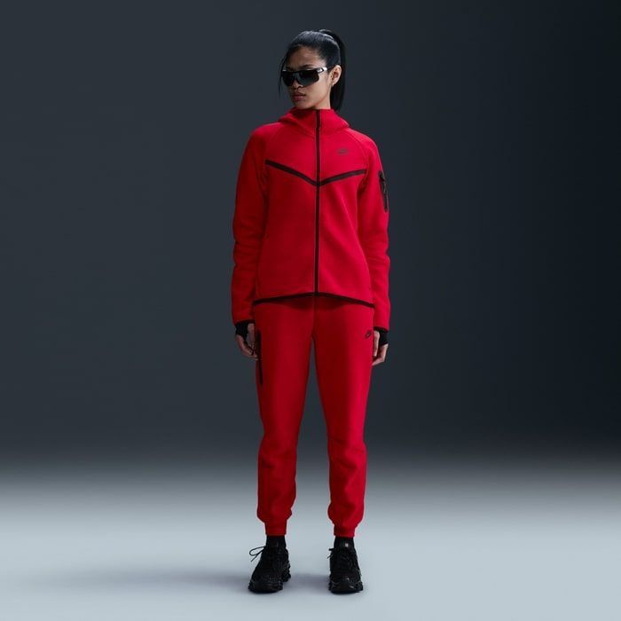 Nike Sweat à Capuche Tech Fleece FZ Coupe-Vent - Rouge/Noir Femme