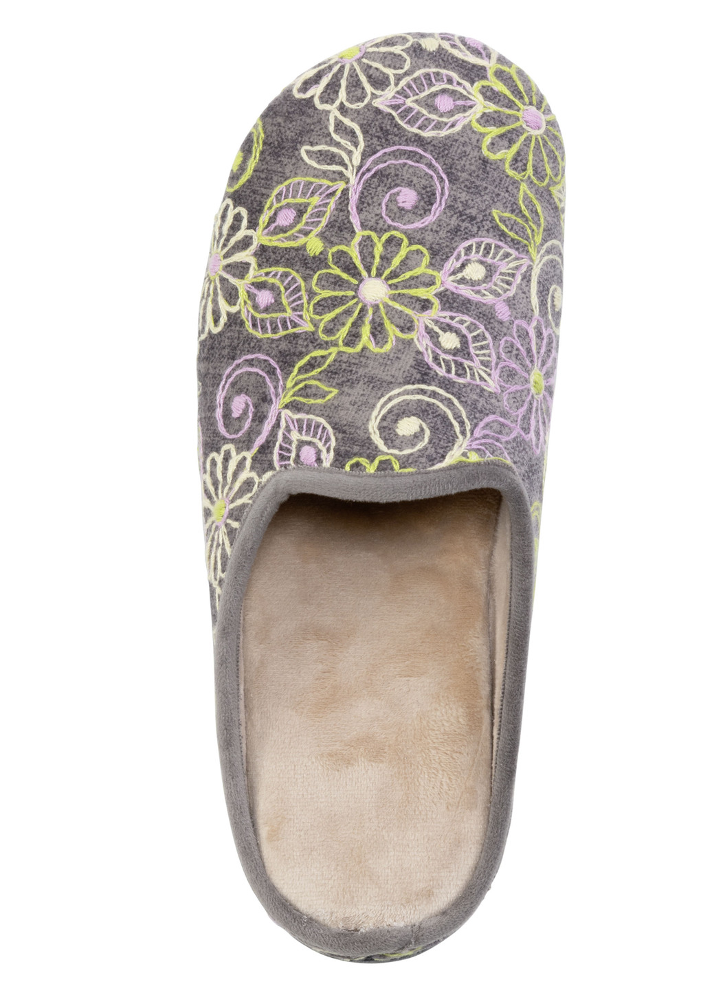Laurina Pantoffel aus Textilmaterial mit bunter Blumenstickerei
