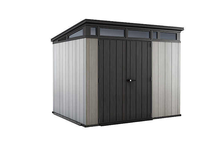 Abri de jardin + plancher Keter Artisan 97 en résine coloris gris ép.20 mm surface extérieure 6 m²