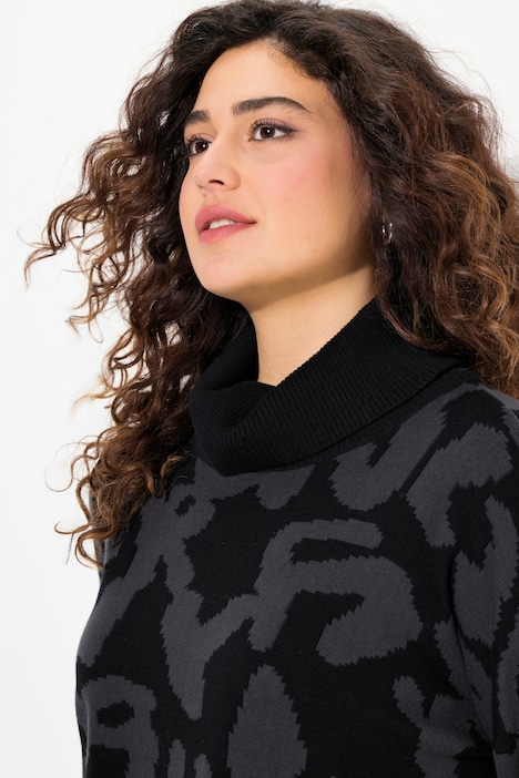 Pullover, Buchstaben, gerippter Rollkragen, Langarm