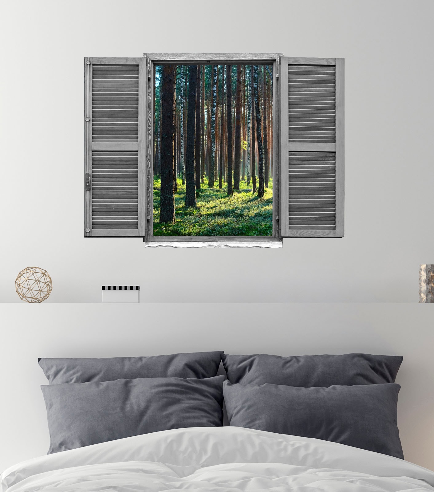 queence Wandtattoo »Wald« Wandsticker, Wandbild, selbstklebend, 3D, Fenster