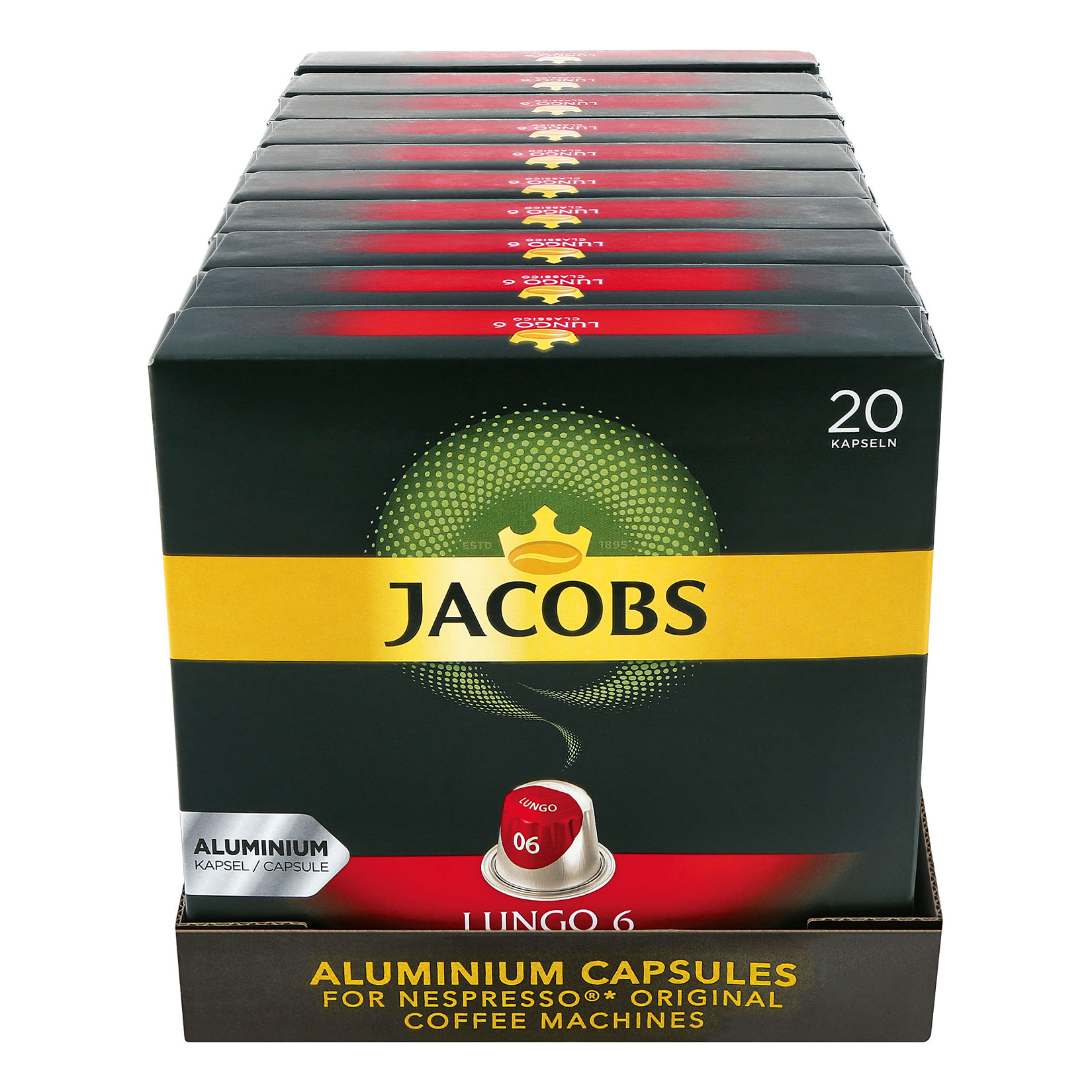 Jacobs Kaffee Lungo Classico 20 Kapseln 104 g, 10er Pack