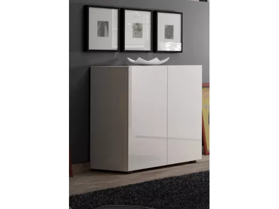 Buffet Abeba, Buffet du salon, Commode de salon, Garde-manger de cuisine, Made in Italy, 90x38h79 cm, Blanc brillant