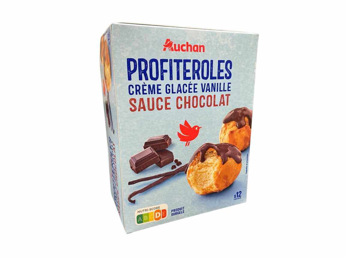 PROFITEROLES AUCHAN RECHEIO GELADO DE BAUNILHA E MOLHO DE CHOCOLATE 280G