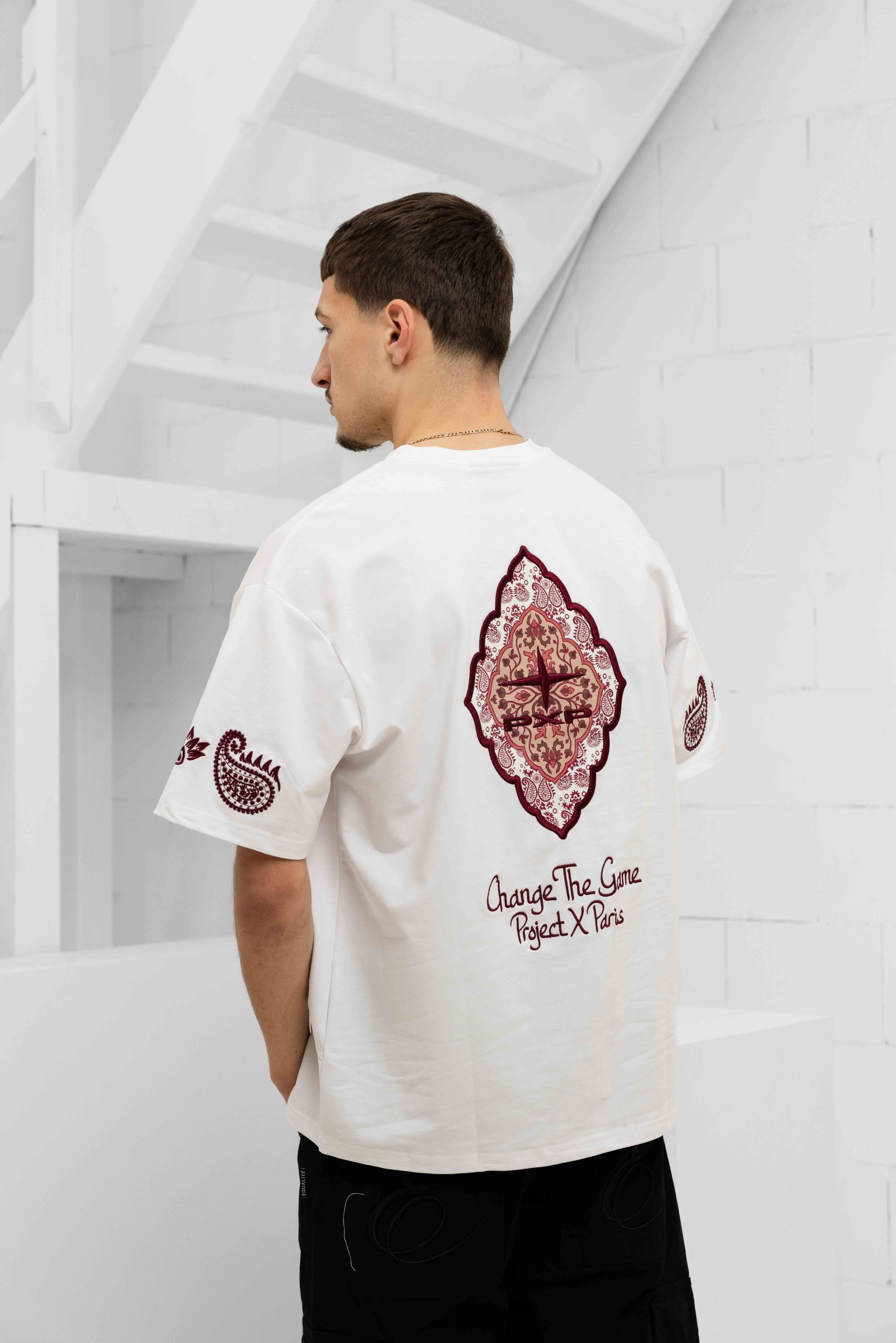 Project X Paris Embroidered T-Shirt Heren Gebroken Wit