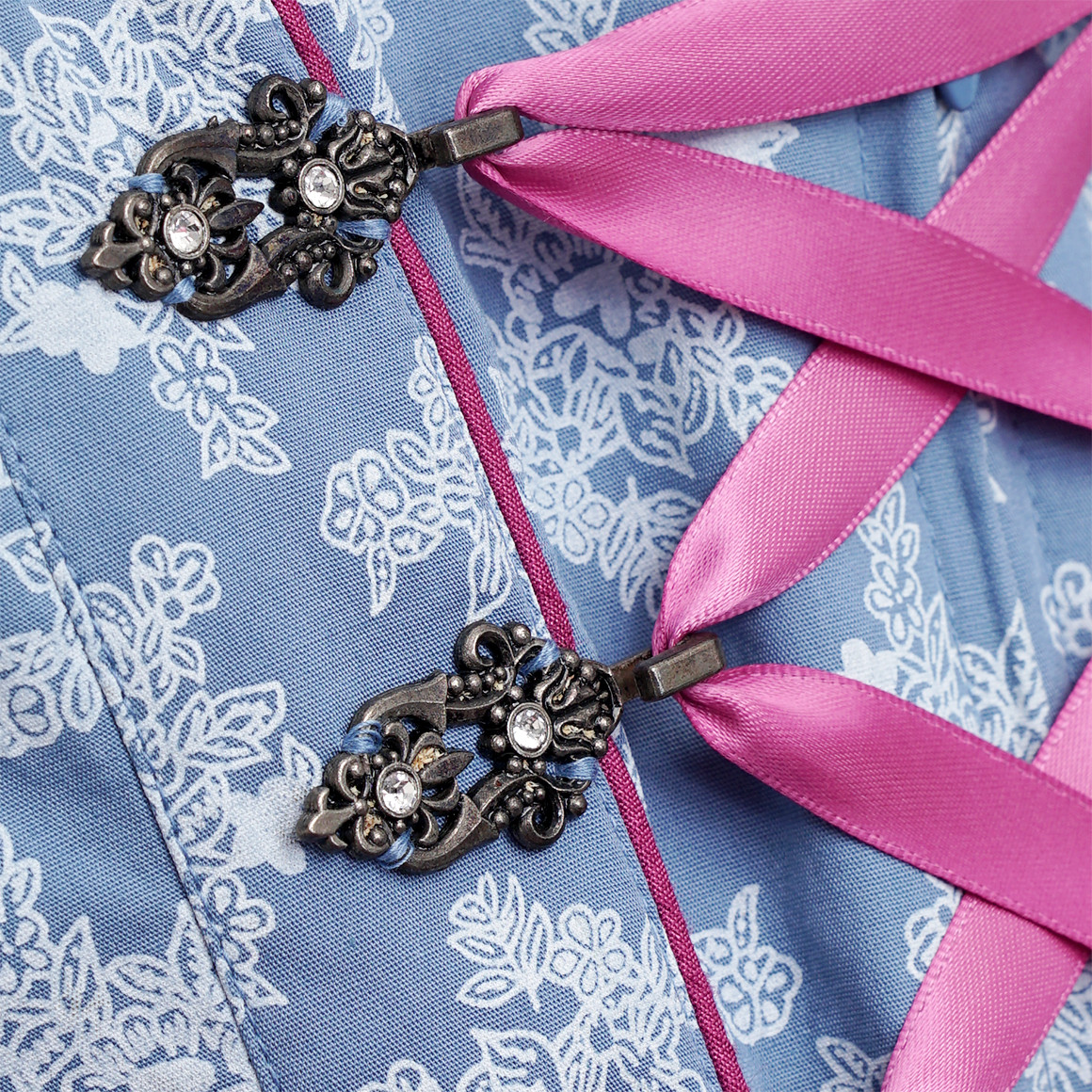 Gina Benotti Damen Dirndl mit floralem Muster blau / dunkelrosa