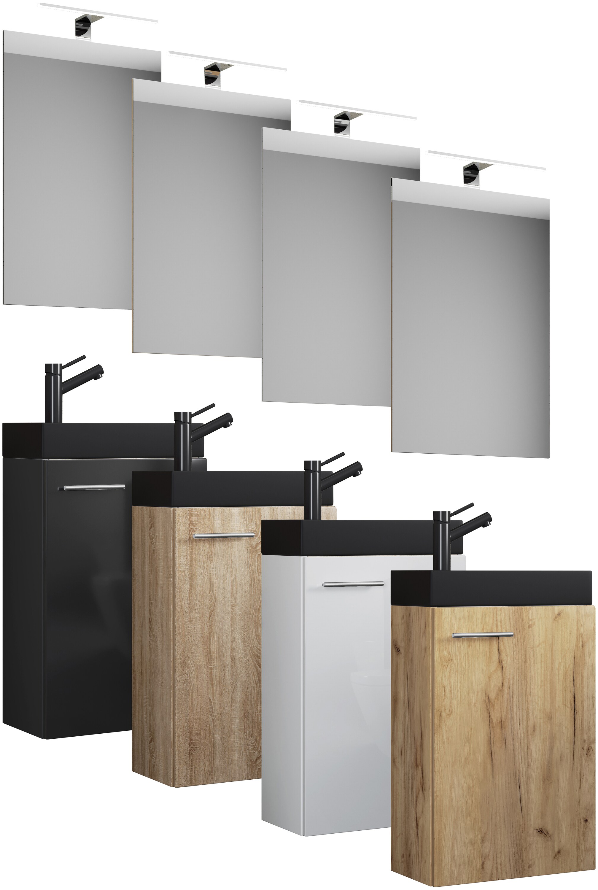 VCM 3-tlg Badmöbel Set Gäste WC Gästebad Waschplatz Waschtisch klein schmal Slito SP-BL