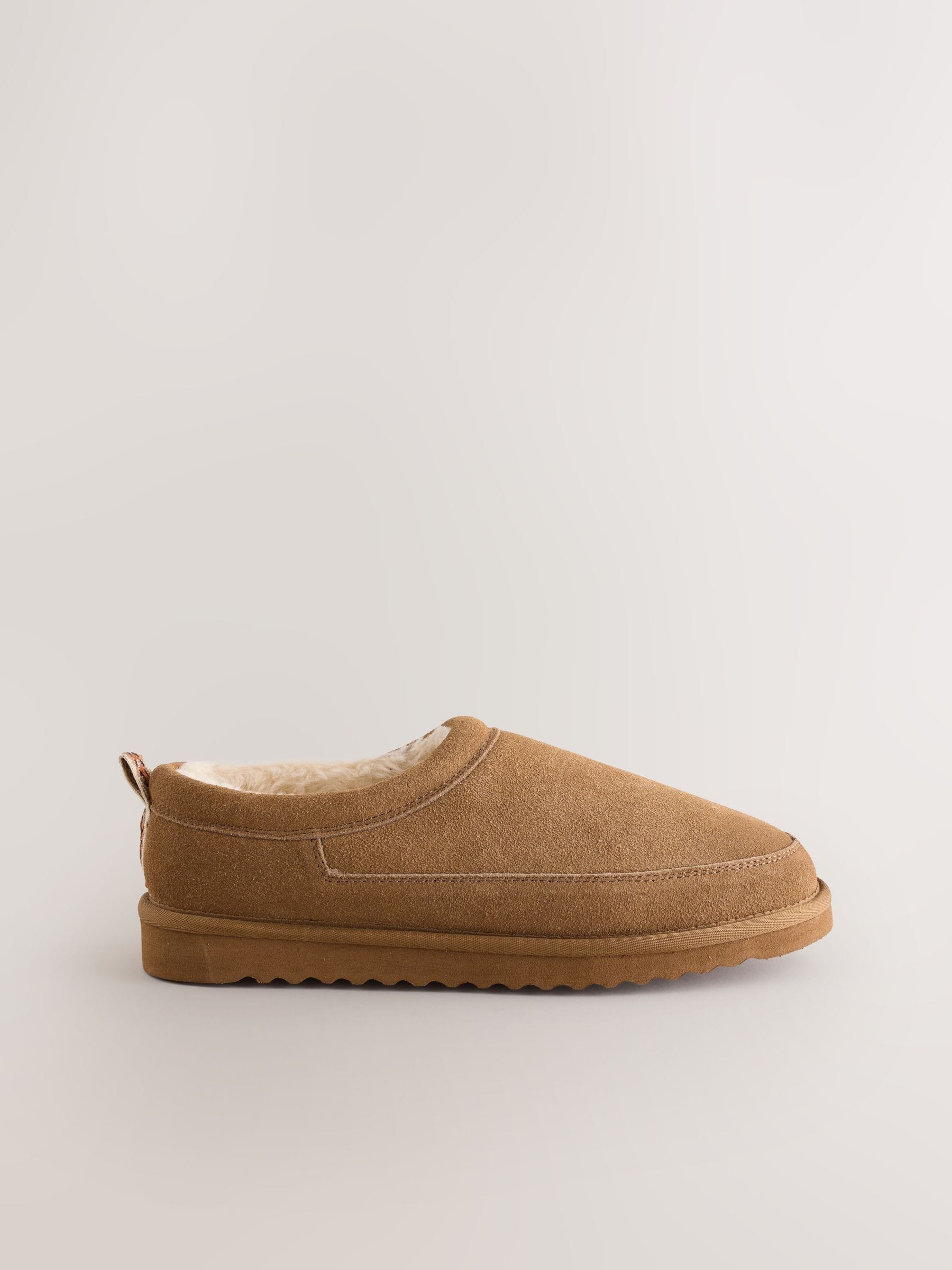 Taupe - Signature Suede Faux Fur Lined Slippers
