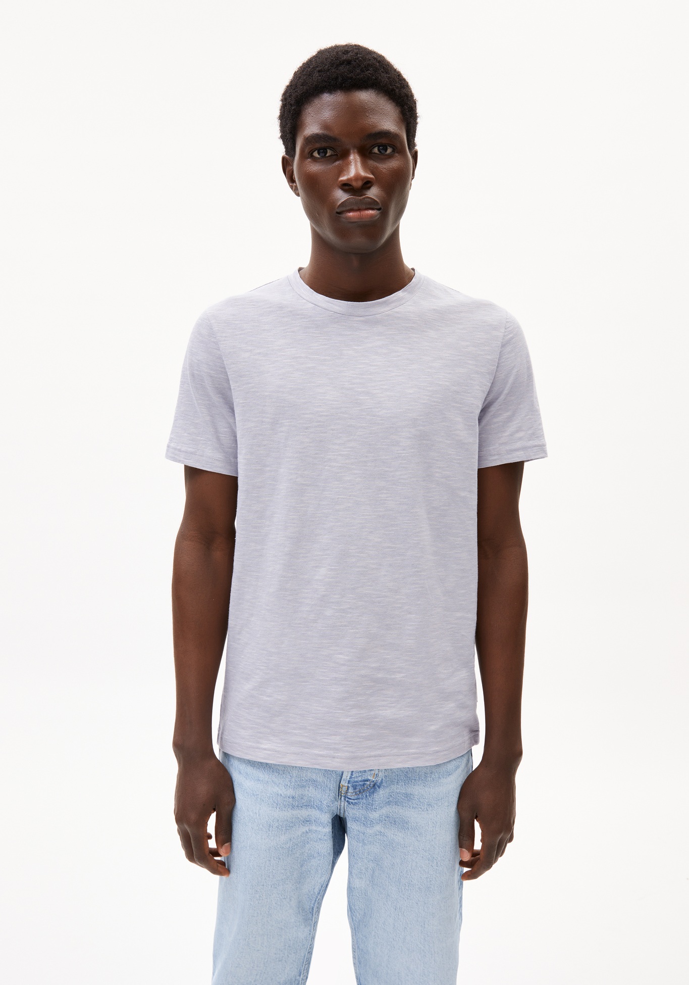 Armedangels T-Shirt Jaames Structure Misty Morning-Luna Rock