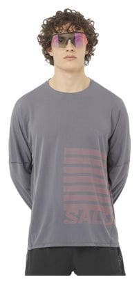 Maillot manches longues Salomon Sense Aero Graphic Gris/Rouge Homme