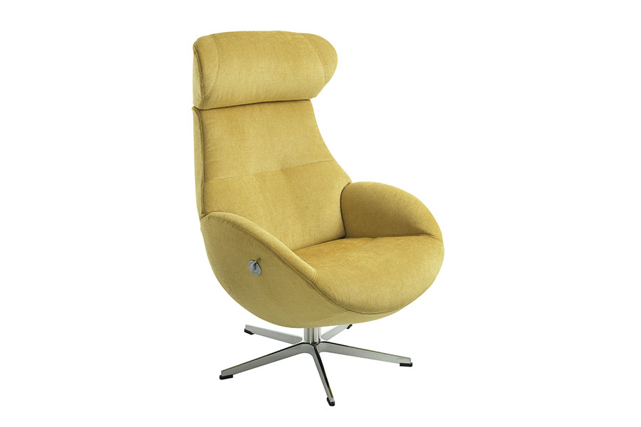 Globe lenestol Tekstil Evita 36 banana og aluminium understell med svingretur.
