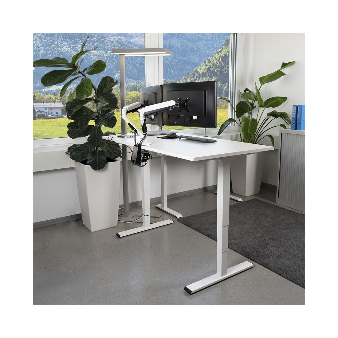 CONTINI höhenverstellbarer Bürotisch 180 x 80 cm weiss / Gestell weiss