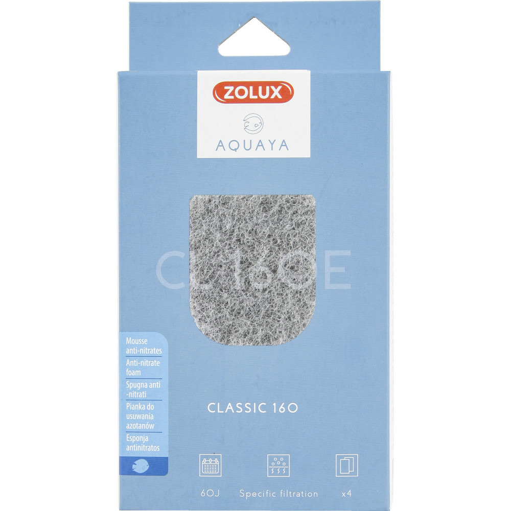 Filtre pour pompe classic 160, filtre cl 160 e mousse anti nitrates x 4 pou