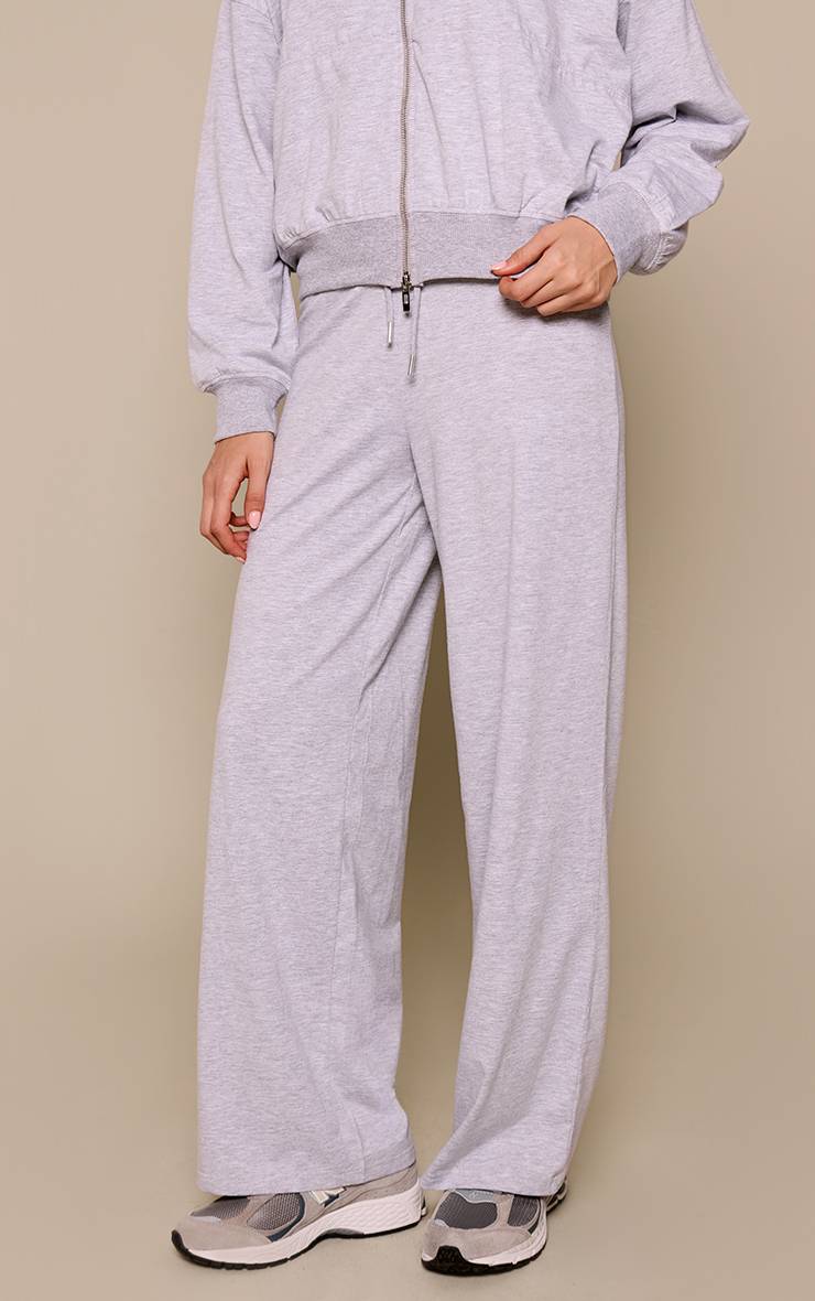 Gris Chiné Pantalon Droit Décontracté