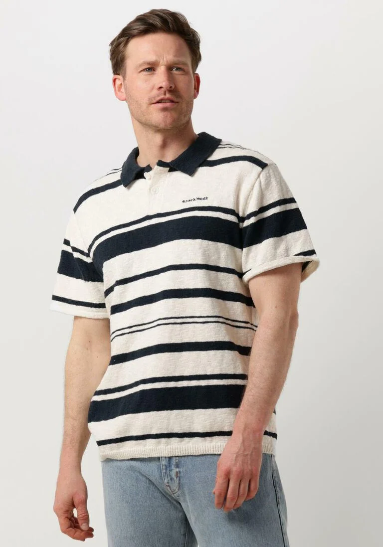 ANERKJENDT gebroken wit anerkjendt polo aksofus stripe s/s knit