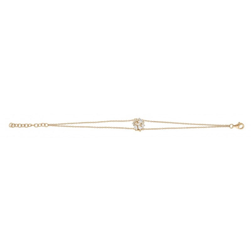 Bracelet femme arbre de vie et oxyde blanc - Plaqué or