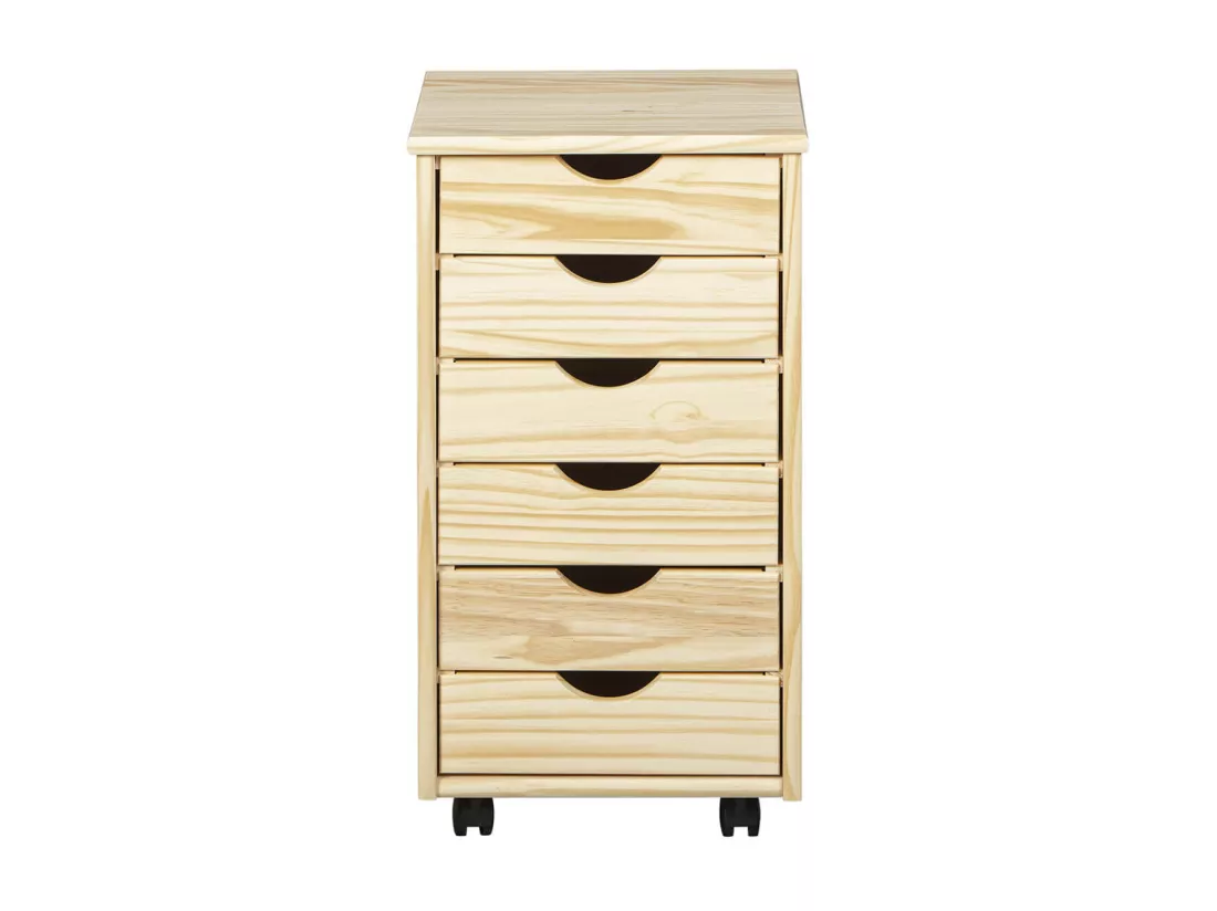 OLIVER - Caisson 6 Tiroirs Bois Massif Naturel