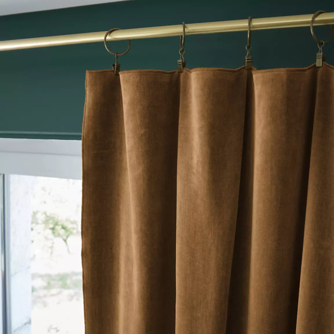 Rideau velours de coton ajustable (140 x max 270 cm) César Camel