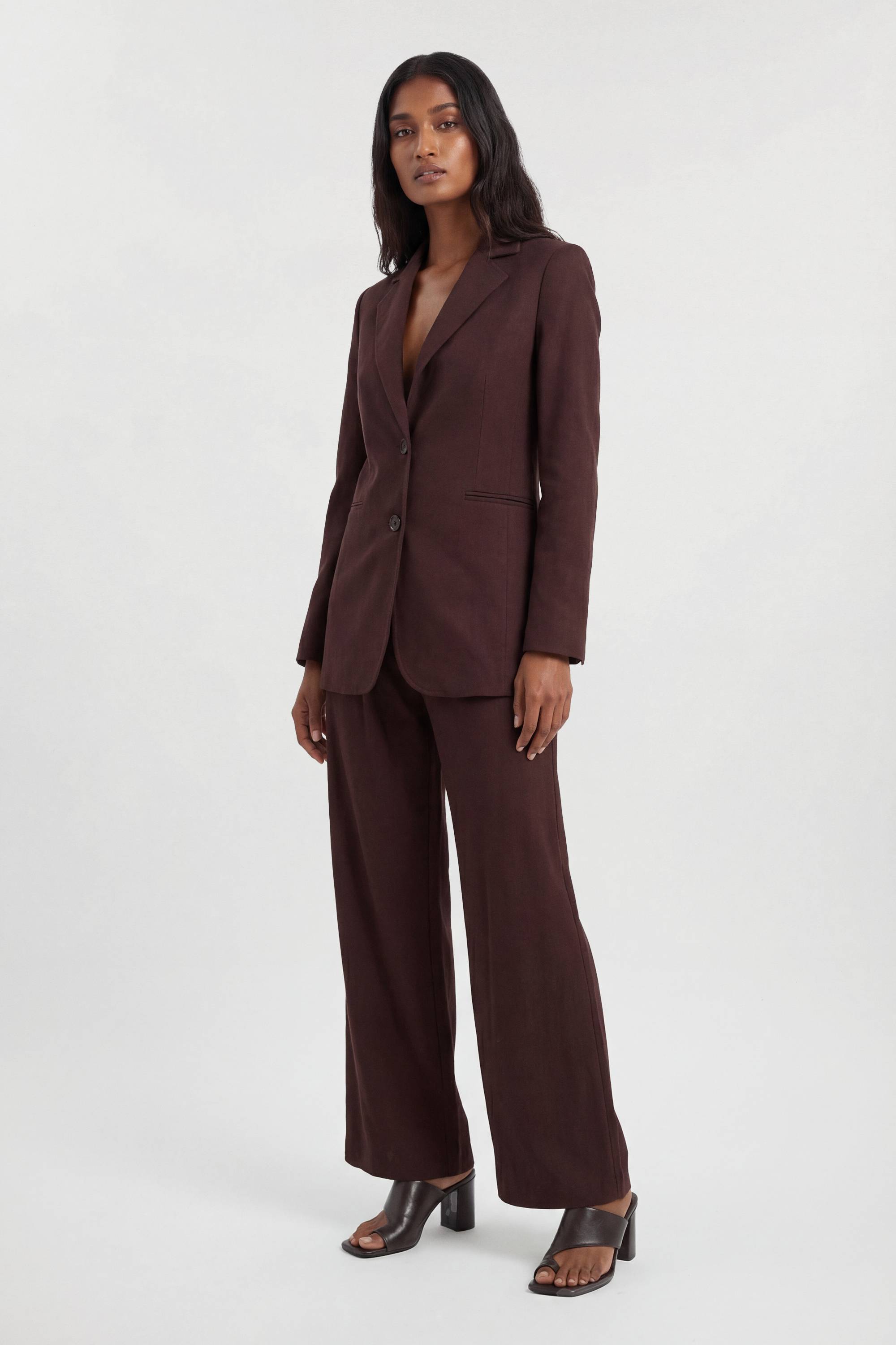 KarenMillen Pantalon Large Tailleur En Mélange Tencel