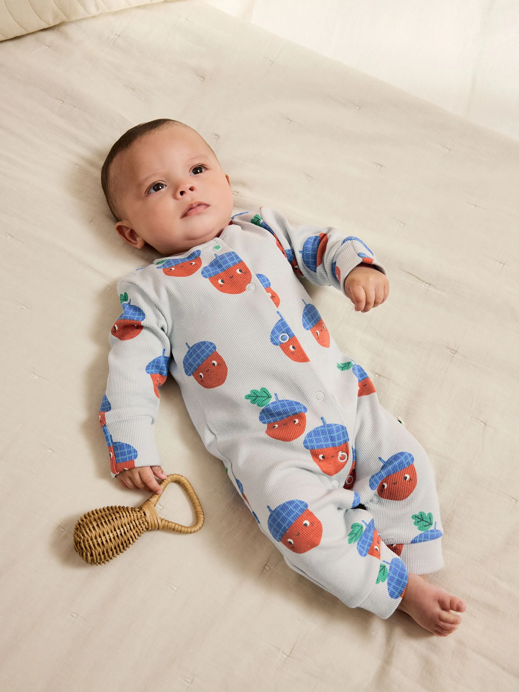 Groen - Verpakking van 3 baby pyjama's zonder voetjes met herfstpompoen (0mnd-3jr)