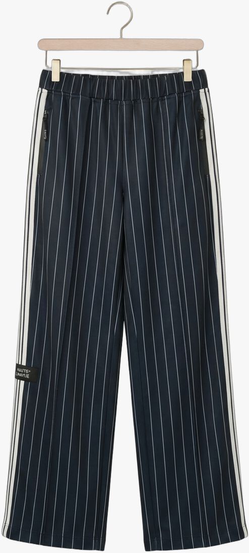 donkerblauwe haute l'amitié broeken baggy pin stripe track tall pants