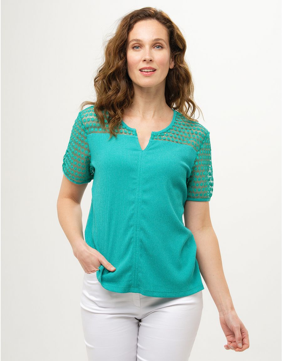 Blouse dentelle vert